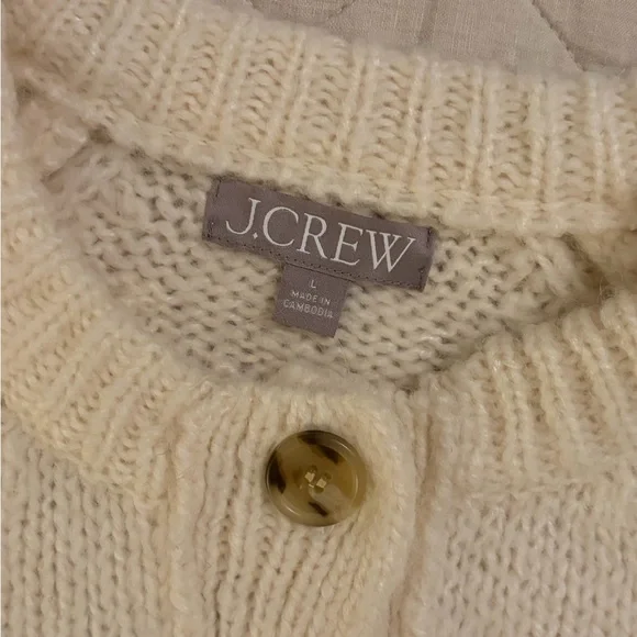 NWT J. Crew Raglan Cardigan in Ivory / Button-Up Cardigan with Patch Pockets - Picture 4 of 8